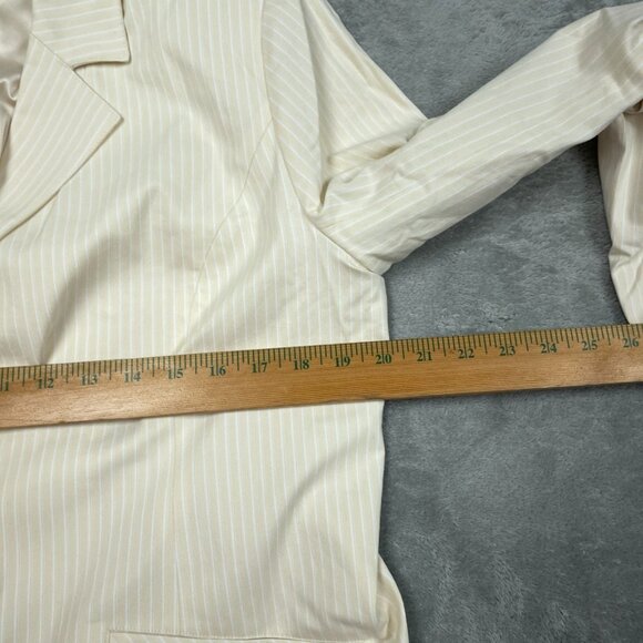 Beautiful By Lawrence Zarian Beige Striped Women’s Blazer Jacket Size M a0524 - Picture 5 of 8